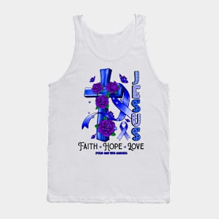 Epstein-Barr Virus Awareness - Jesus Cross ribbon Faith Tank Top